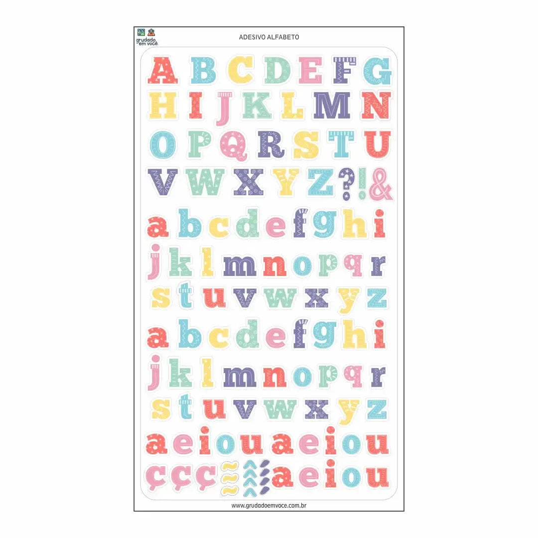 Adesivos Alfabeto-Grudado em Você-Personalizados