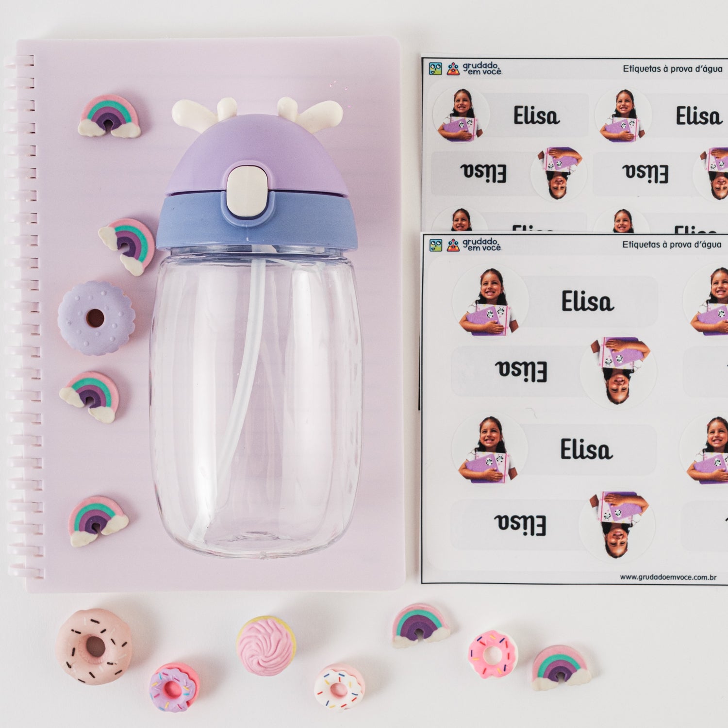 Kit de Etiquetas Transparentes Personalizadas com Foto