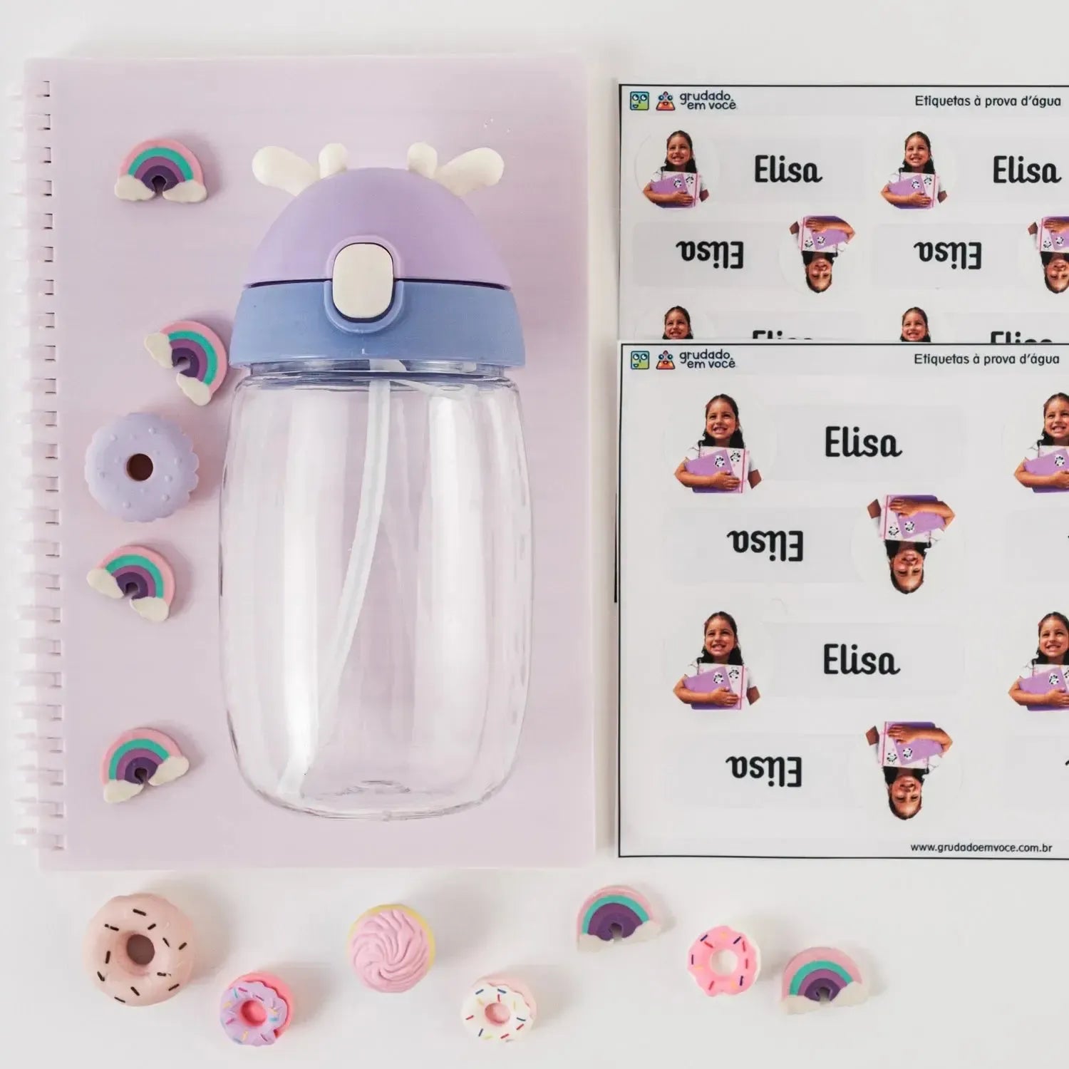 Kit de Etiquetas Transparente Personalizado com Foto
