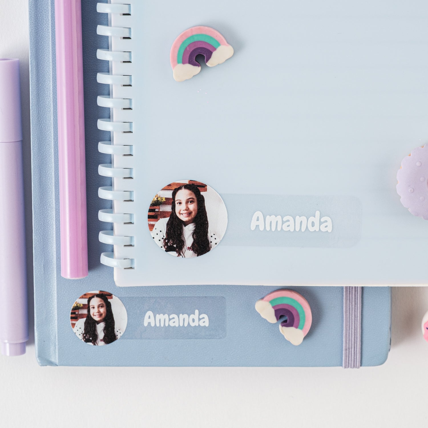 Kit de Etiquetas Transparentes Personalizadas com Foto