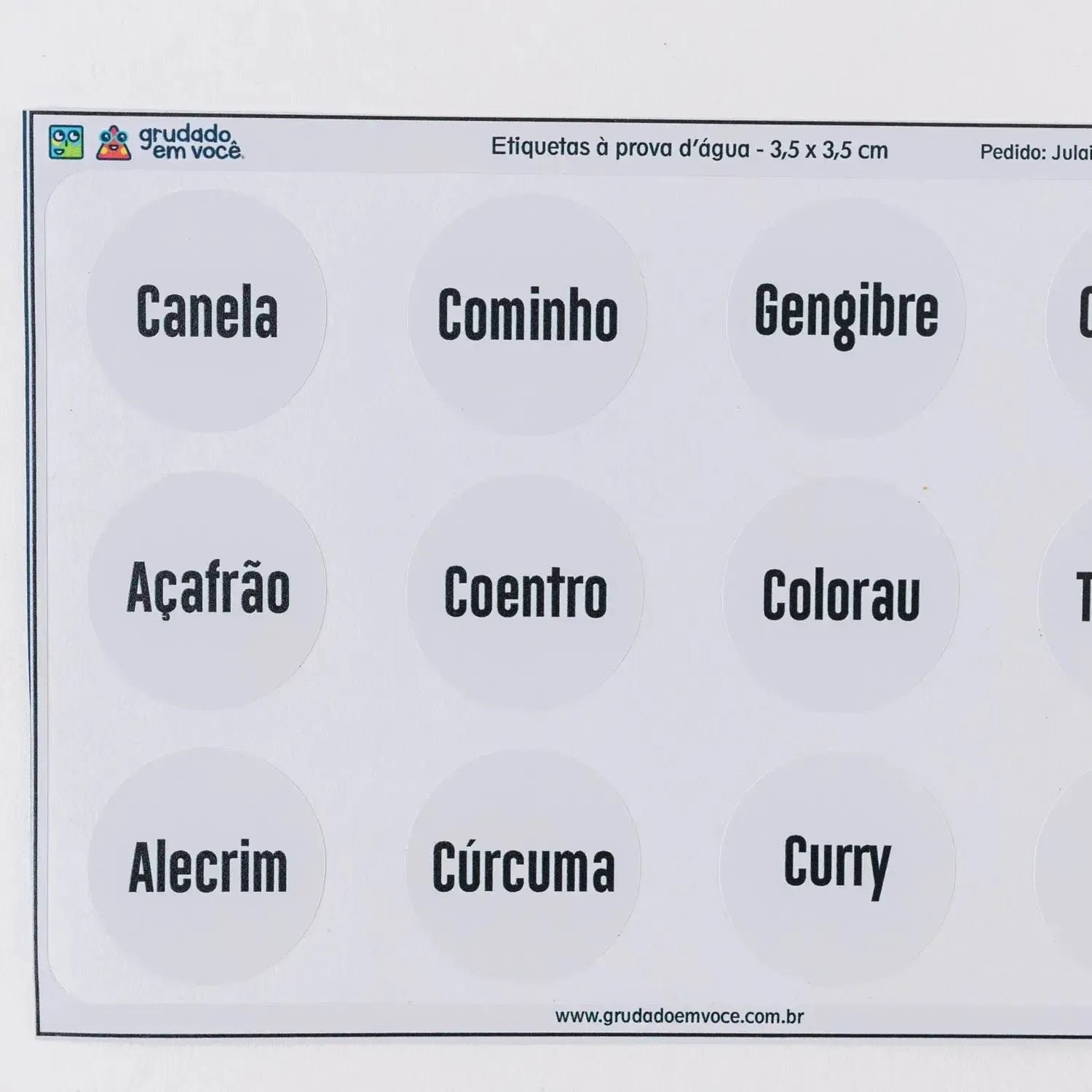 Etiqueta de Organização Personalizada Redonda