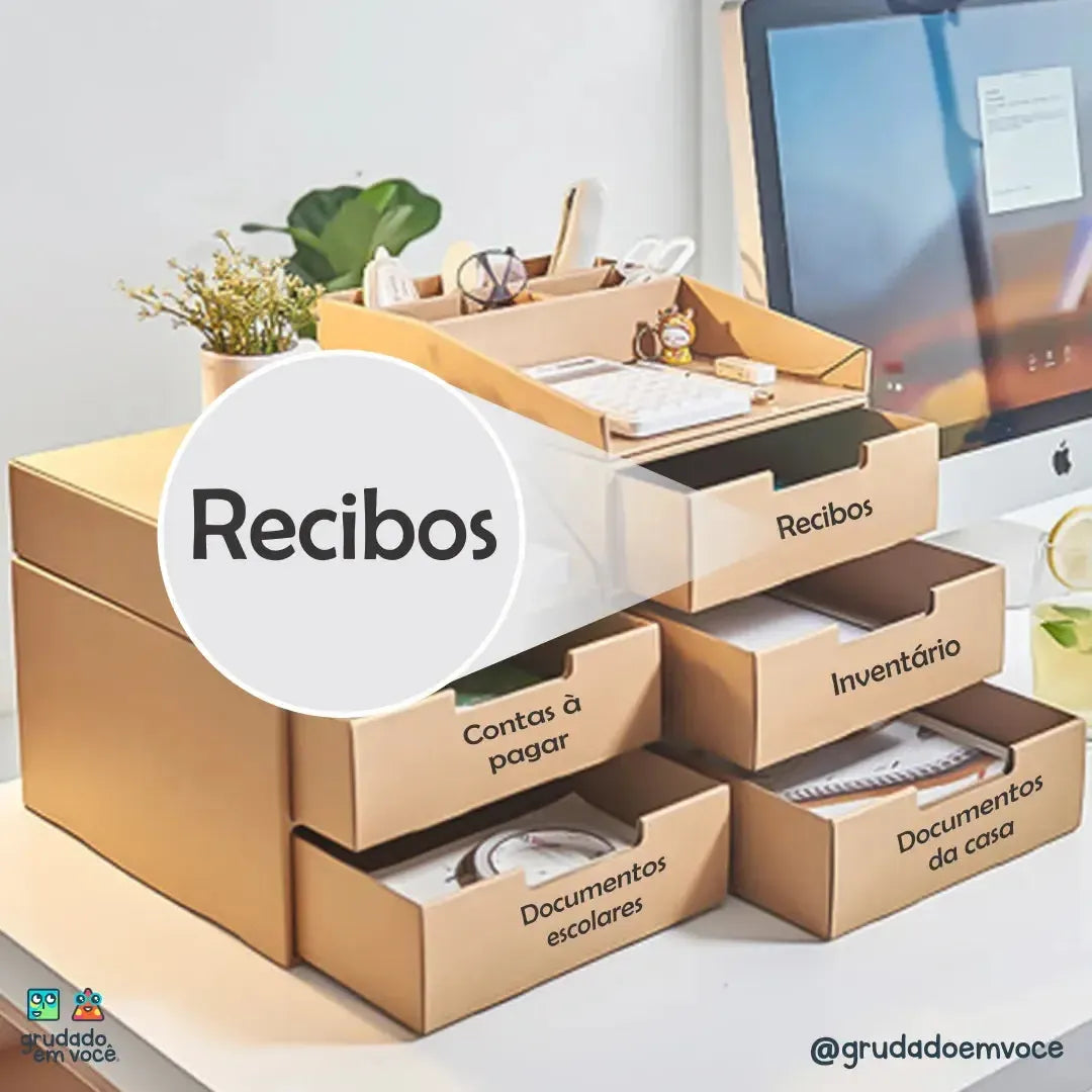 Kit Organização Transparente-Grudado em Você-Personalizados