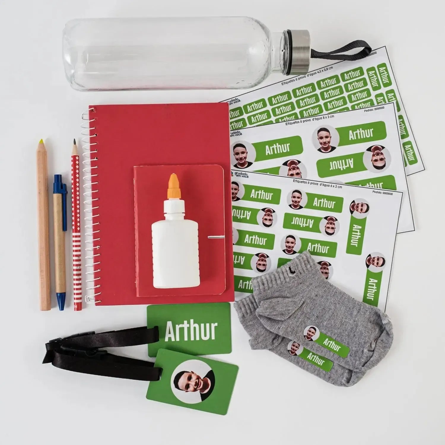 Kit de Etiquetas com Foto-Grudado em Você-Personalizados