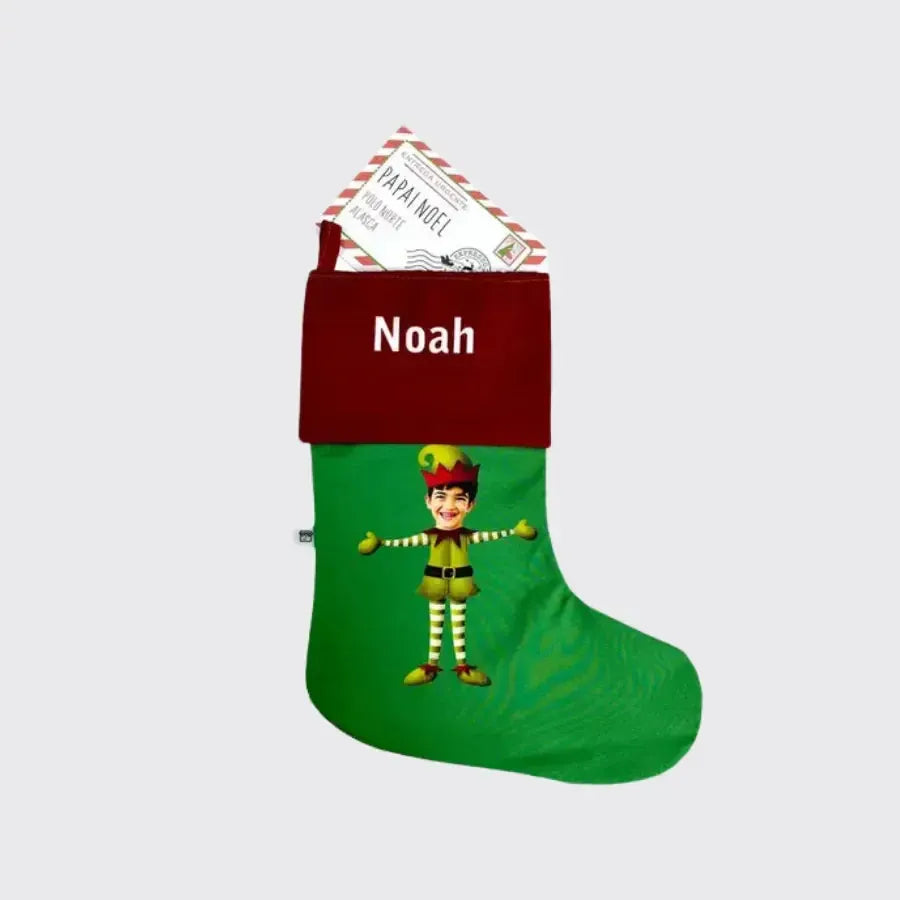 Meia de Natal com Foto-Grudado em Você-Personalizados