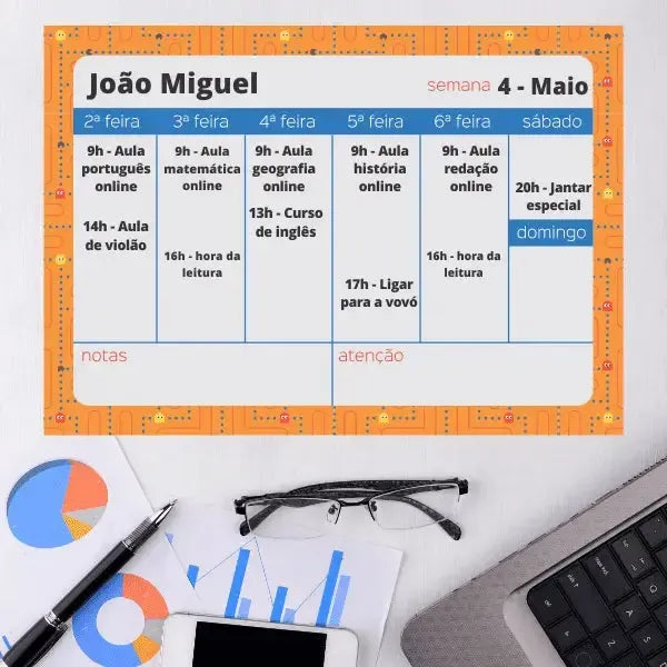 Planejador Semanal-Grudado em Você-Personalizados