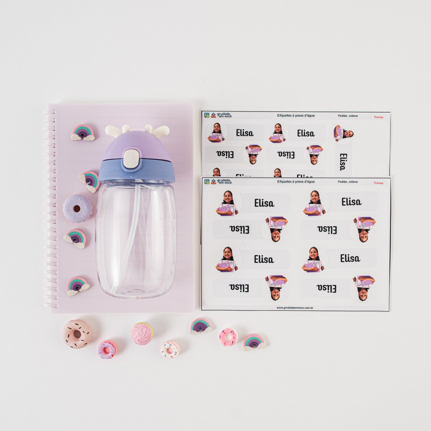 Kit de Etiquetas Transparente Personalizado com Foto