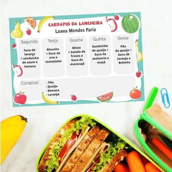 Planejador de Lancheira-Grudado em Você-Personalizados