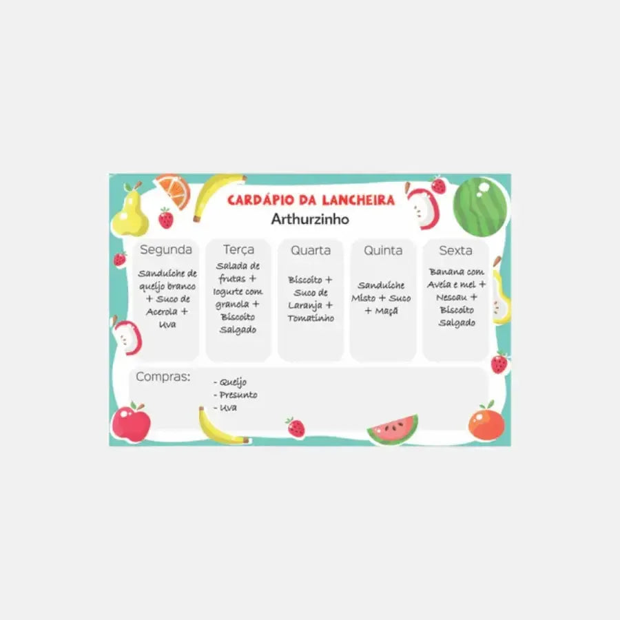 Planejador de Lancheira-Grudado em Você-Personalizados